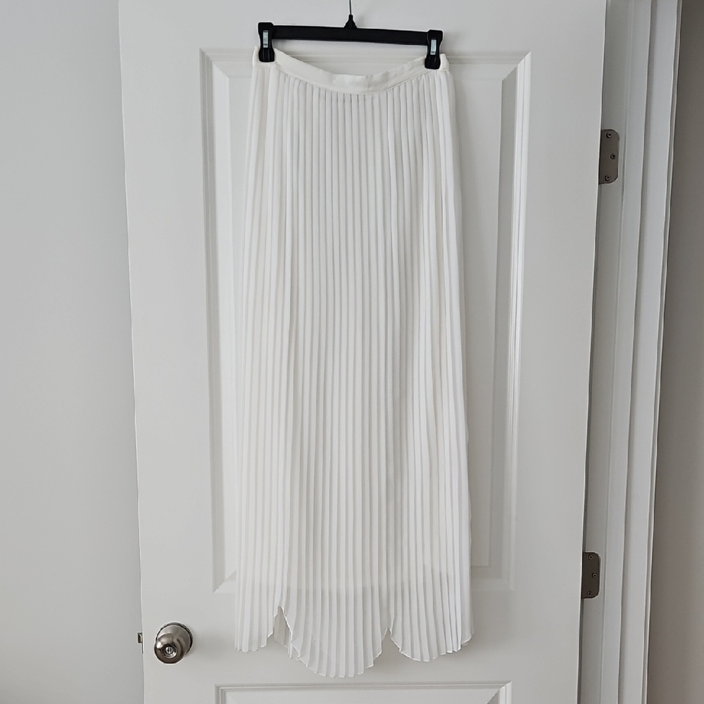 Rules Of Etiquette Ivory White Pleated Maxi Skirt Lined Size Small (2-4)